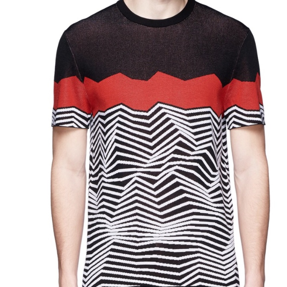 Neil Barrett Men's Black Angular Stripe Knit Top